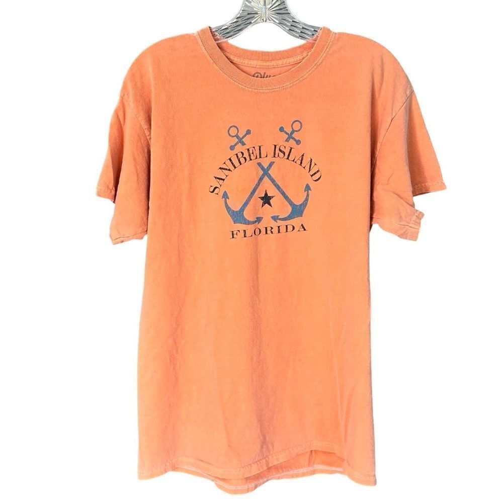 Blue 84 Women's Short Sleeve Crew Neck Tee Sanibel Island  Orange Size Large